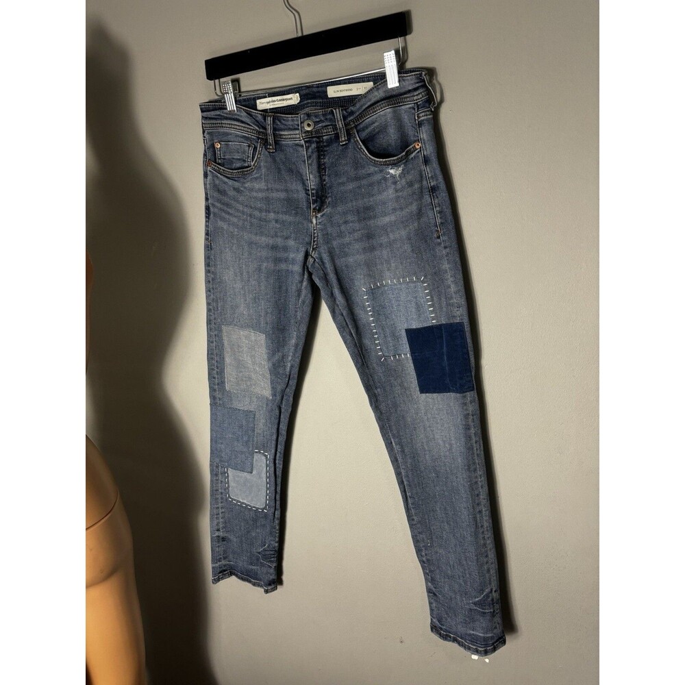 Anthropologie Pilcro mid patchwork slim boyfriend jeans size 27